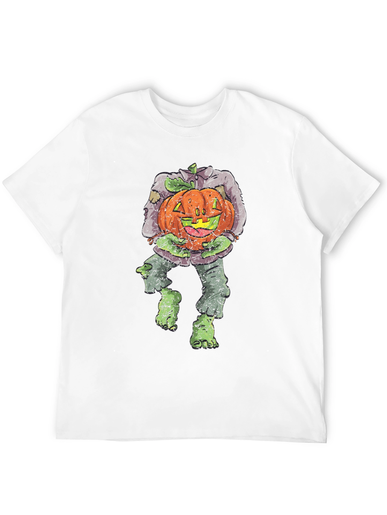Zombie Pumpkin Head Halloween Graphic T-Shirt