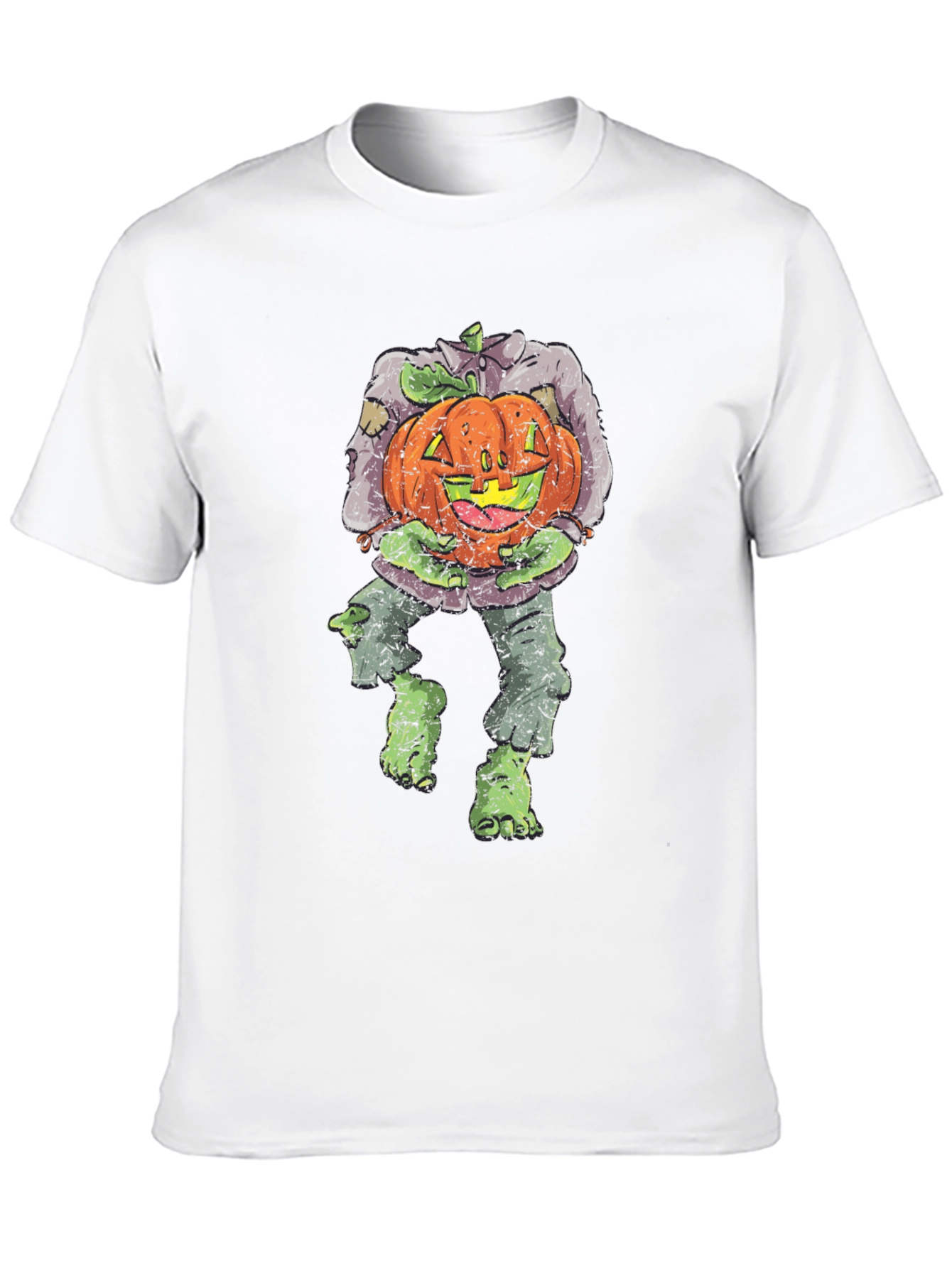 Zombie Pumpkin Head Halloween Graphic T-Shirt