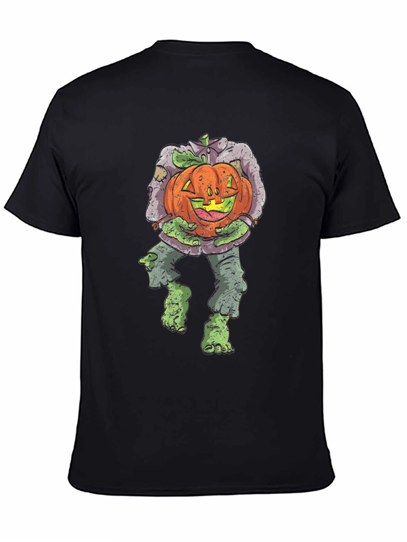 Zombie Pumpkin Head Halloween Graphic T-Shirt