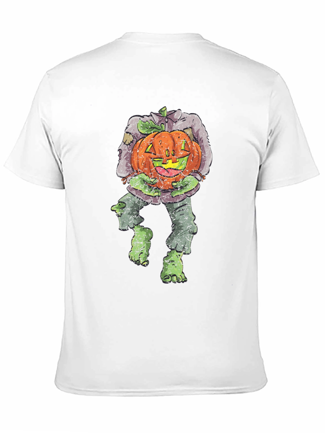 Zombie Pumpkin Head Halloween Graphic T-Shirt