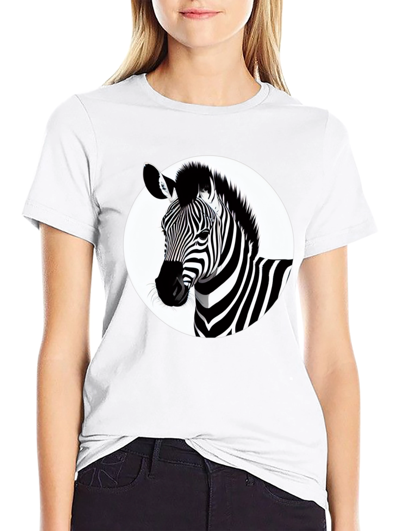 Stylish Zebra Graphic Print Black T-Shirt
