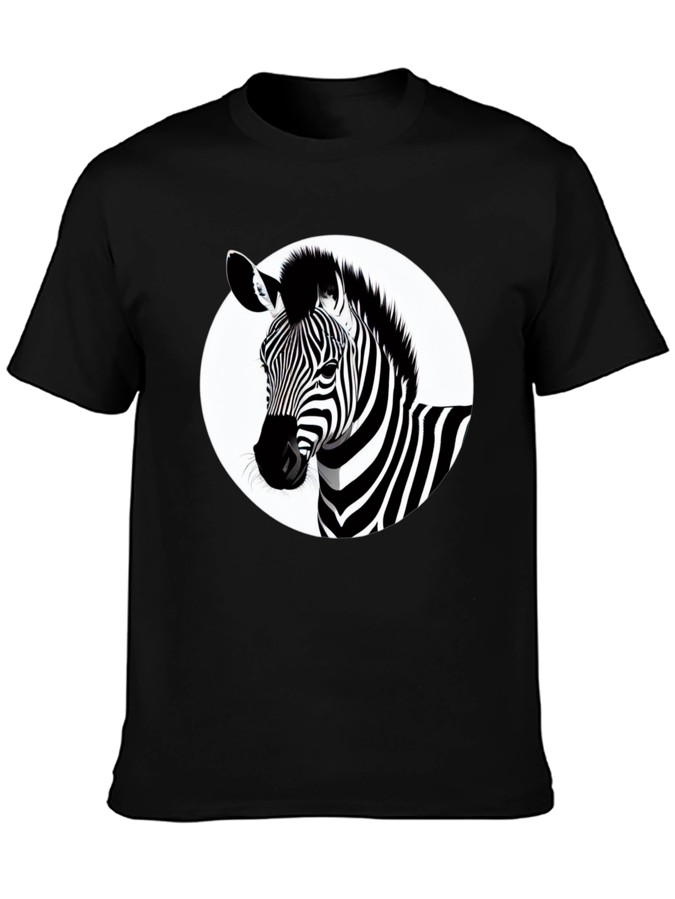 Stylish Zebra Graphic Print Black T-Shirt