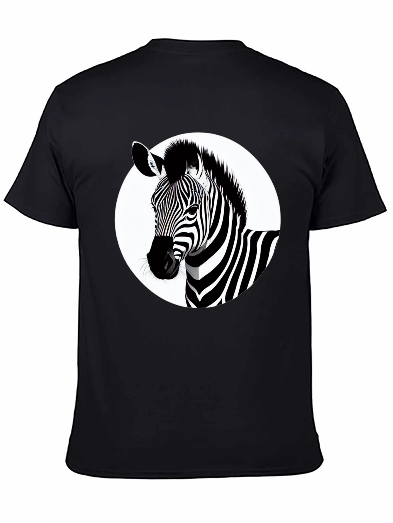 Stylish Zebra Graphic Print Black T-Shirt