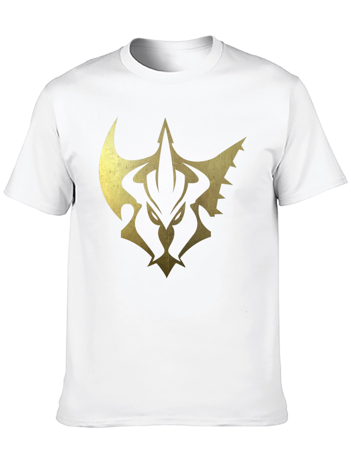 Mens Black Tee with Gold Emblem Print