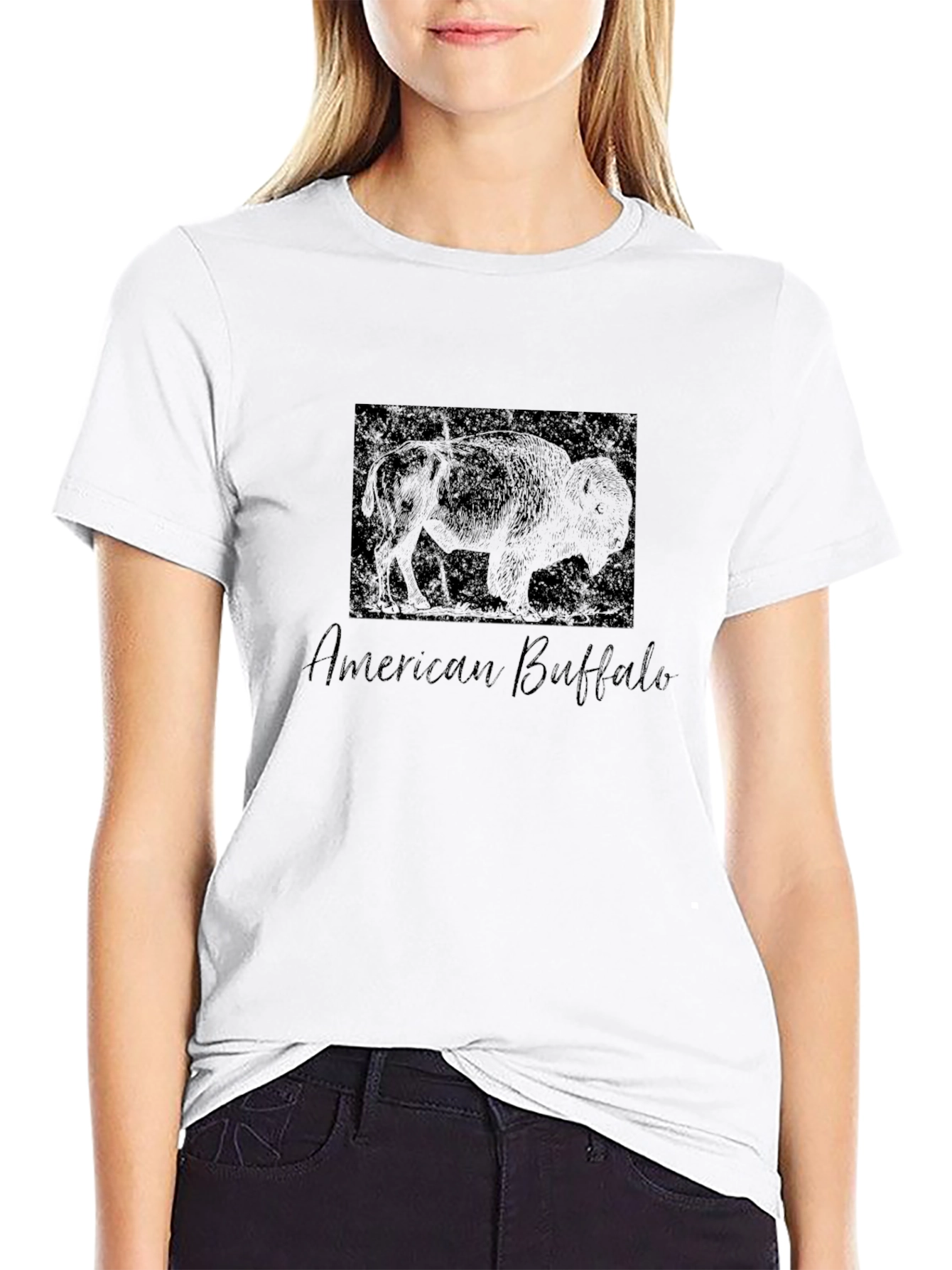 American Buffalo Graphic Tee - Black Cotton T-Shirt