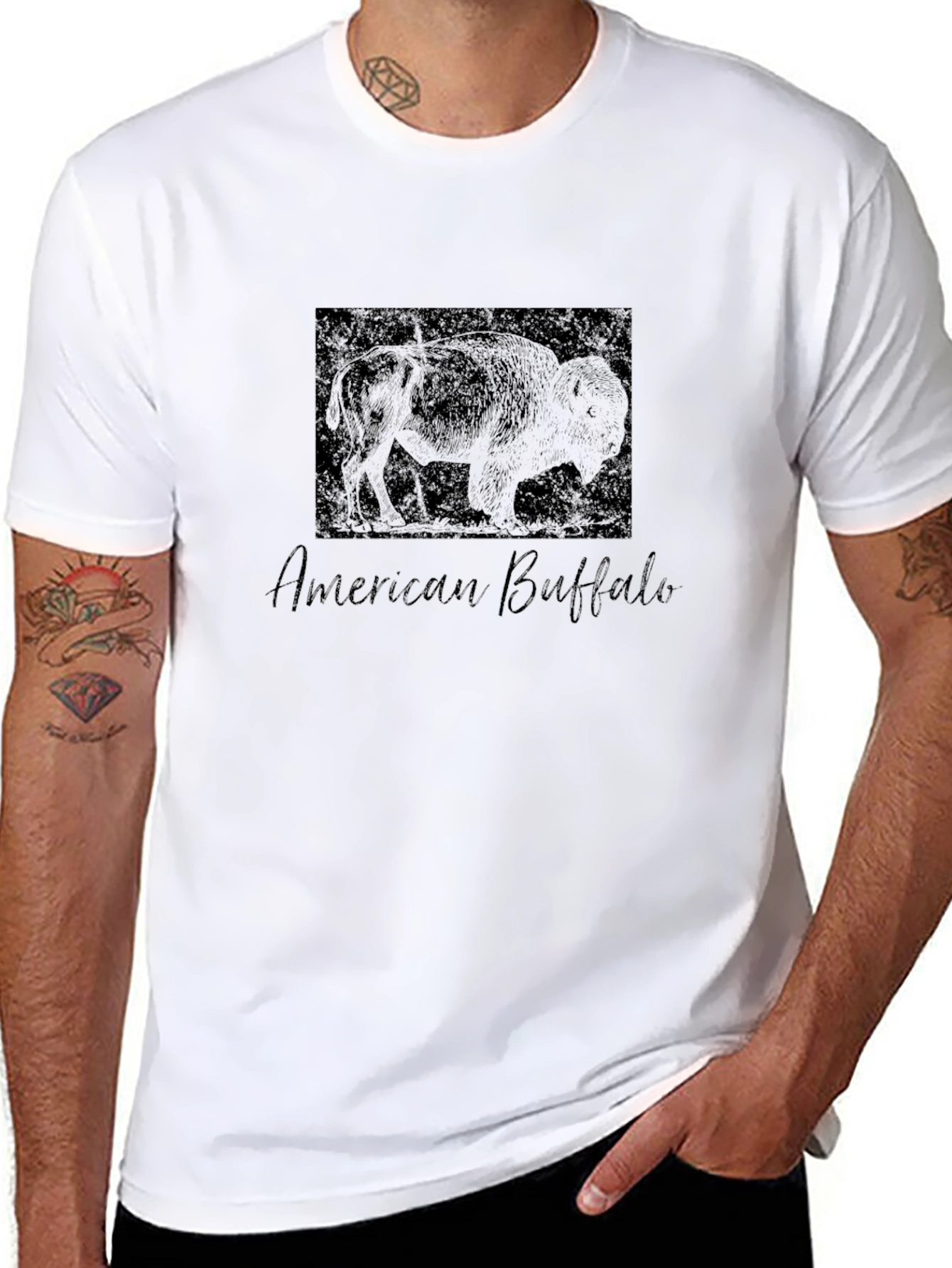 American Buffalo Graphic Tee - Black Cotton T-Shirt