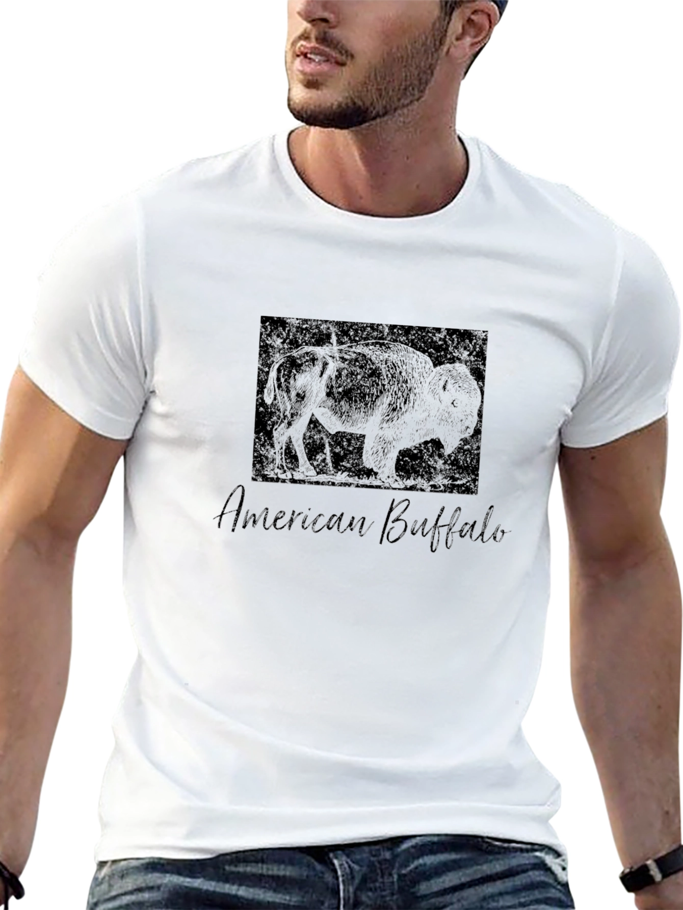 American Buffalo Graphic Tee - Black Cotton T-Shirt