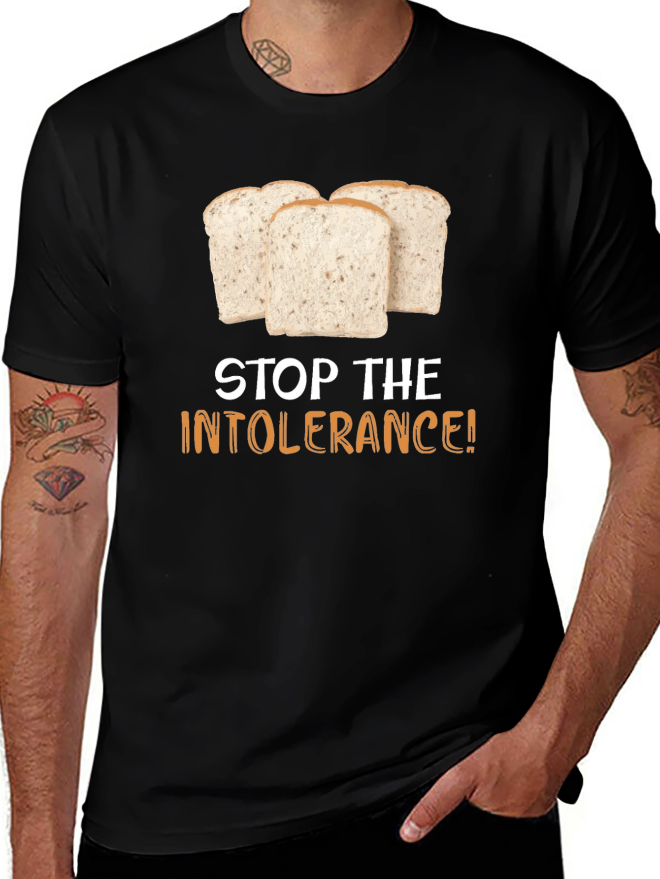 Stop the Intolerance T-Shirt - Gluten Humor Tee