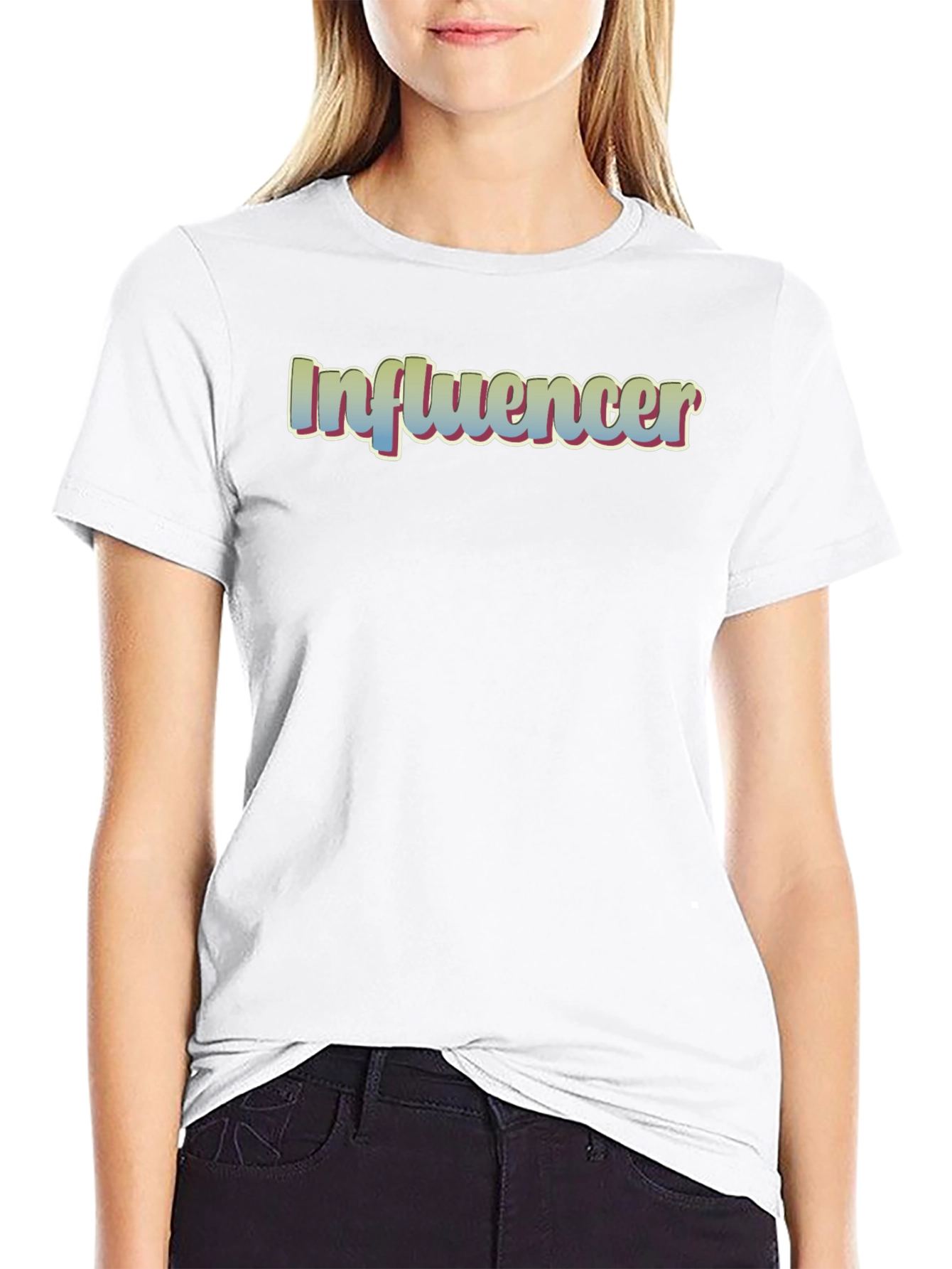 Influencer Tee - Stylish Black Cotton Blend T-Shirt