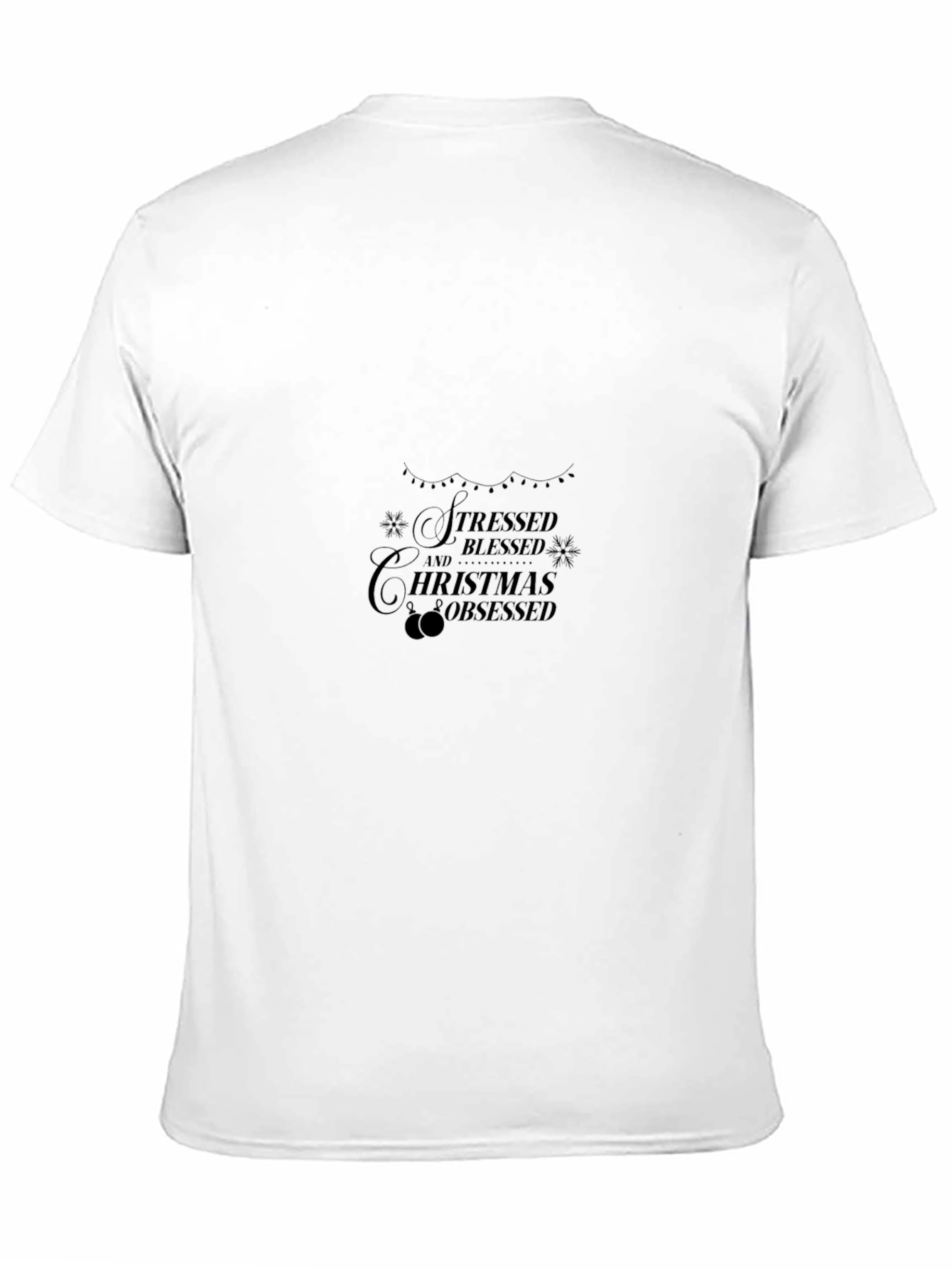 Stressed Blessed Christmas Obsessed Black T-Shirt