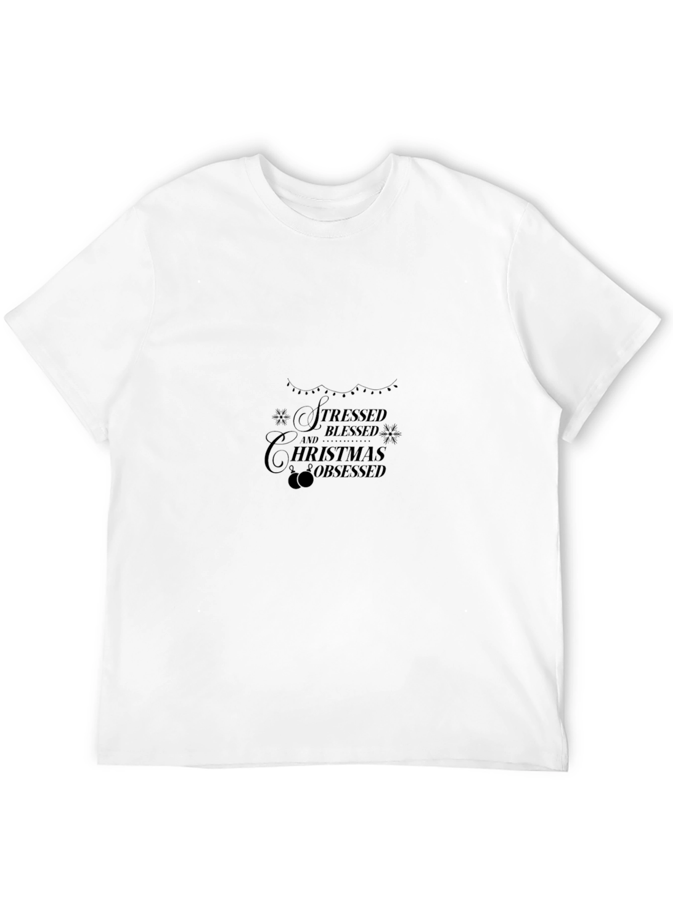 Stressed Blessed Christmas Obsessed Black T-Shirt