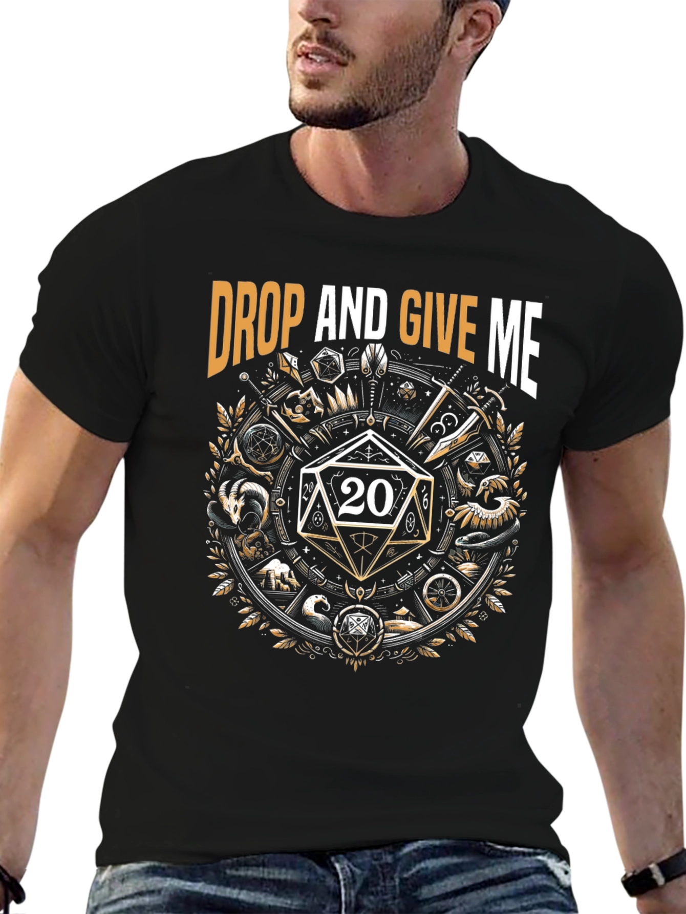 Drop and Give Me 20 Black Graphic Tee