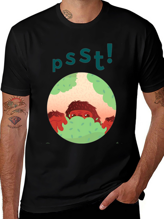 Psst! Bigfoot Hiding Tee - Fun Unique Graphic T-Shirt