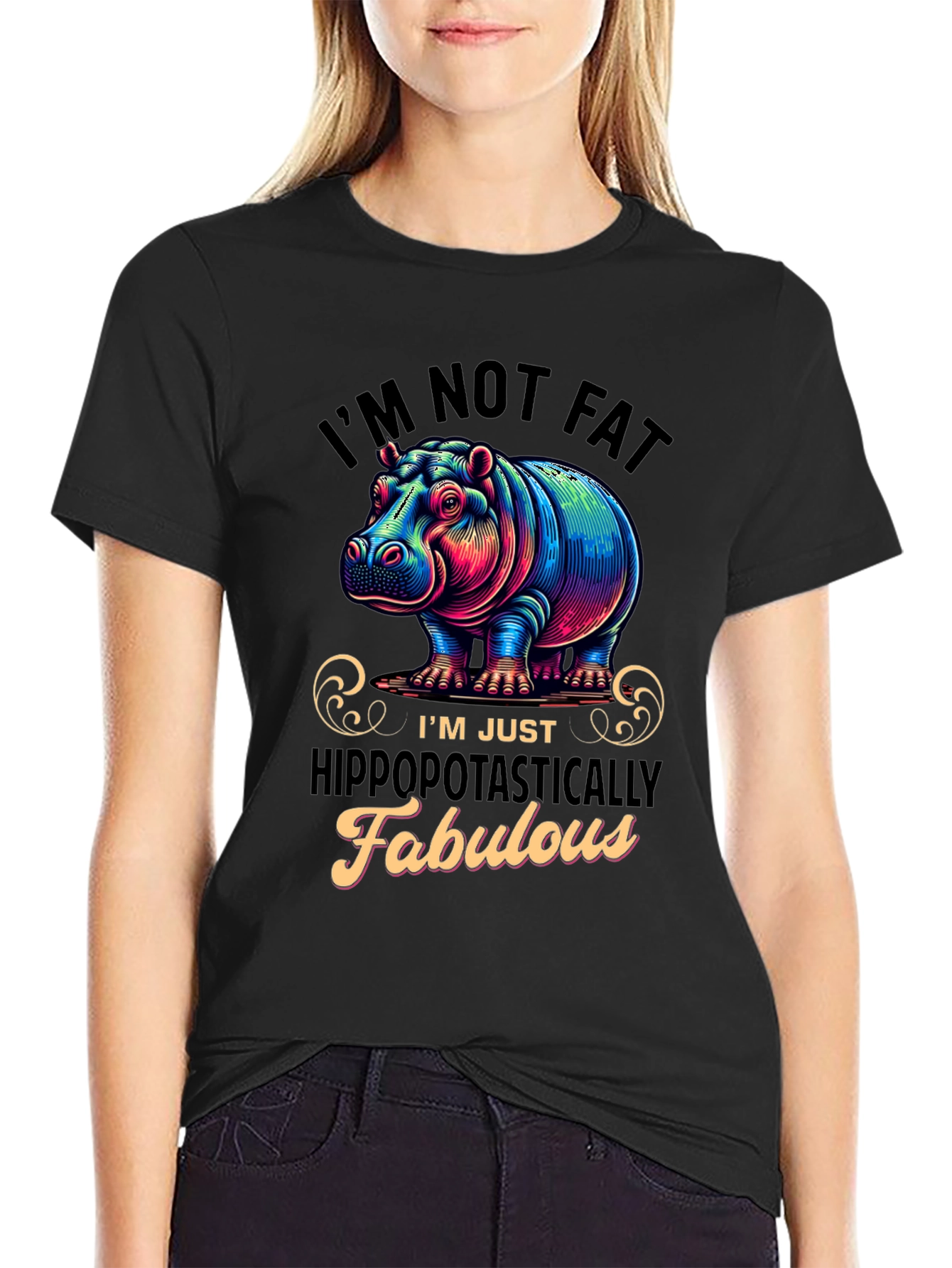 Funny Hippo Graphic T-Shirt