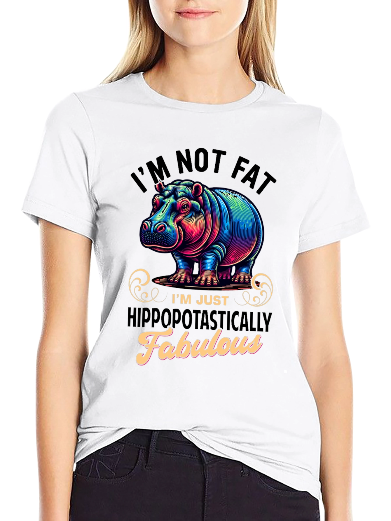 Funny Hippo Graphic T-Shirt