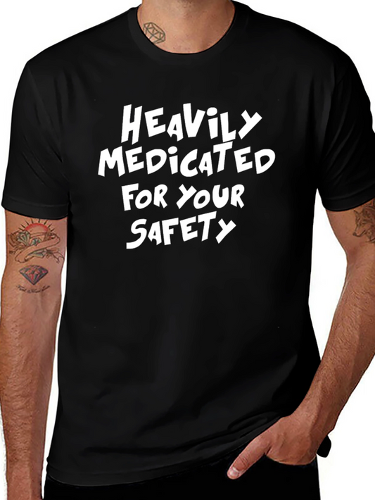 Heavily Medicated Black T-Shirt - Funny Slogan Tee