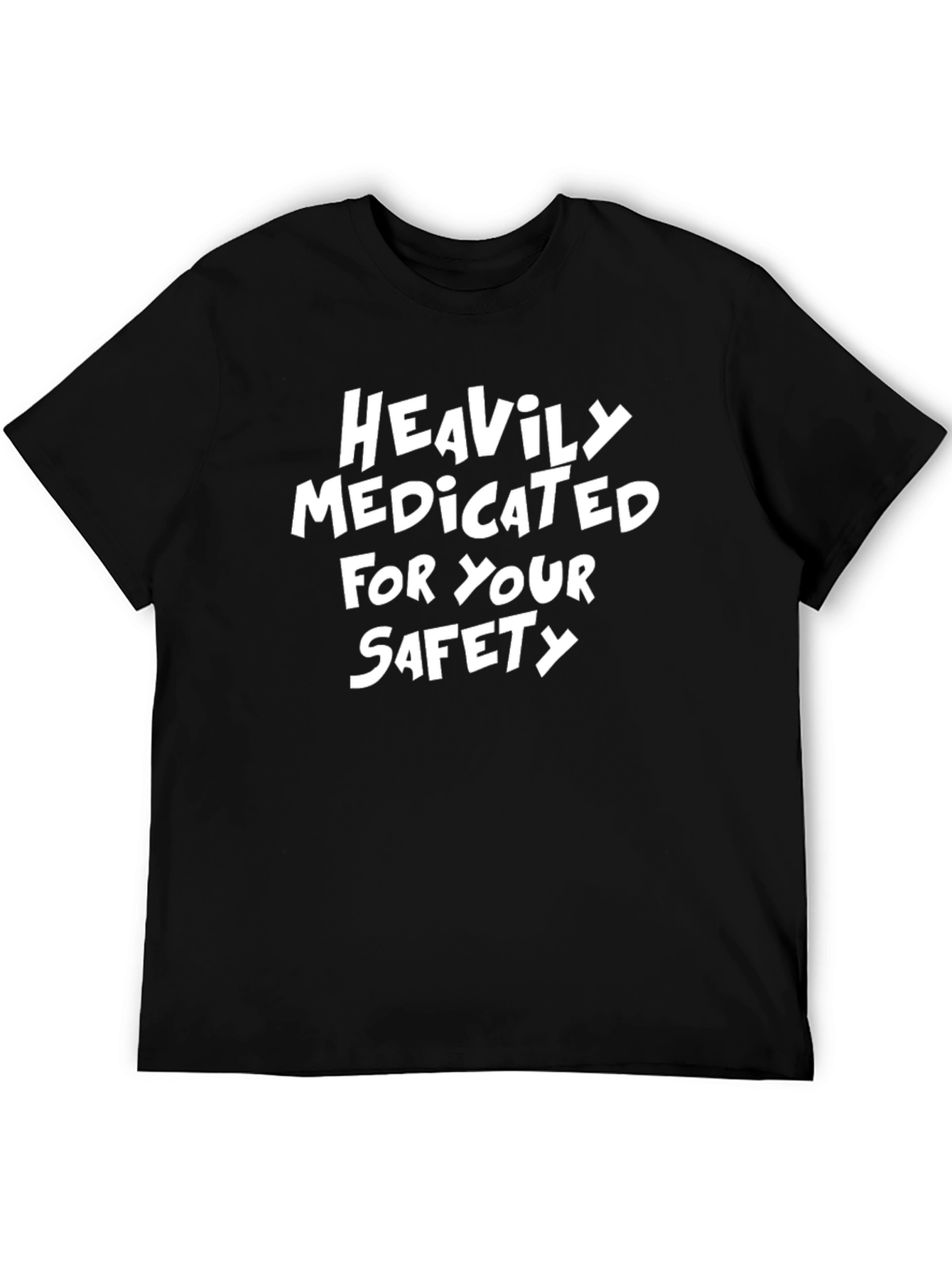 Heavily Medicated Black T-Shirt - Funny Slogan Tee