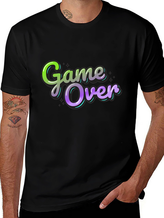 Game Over Graphic Print Black T-Shirt