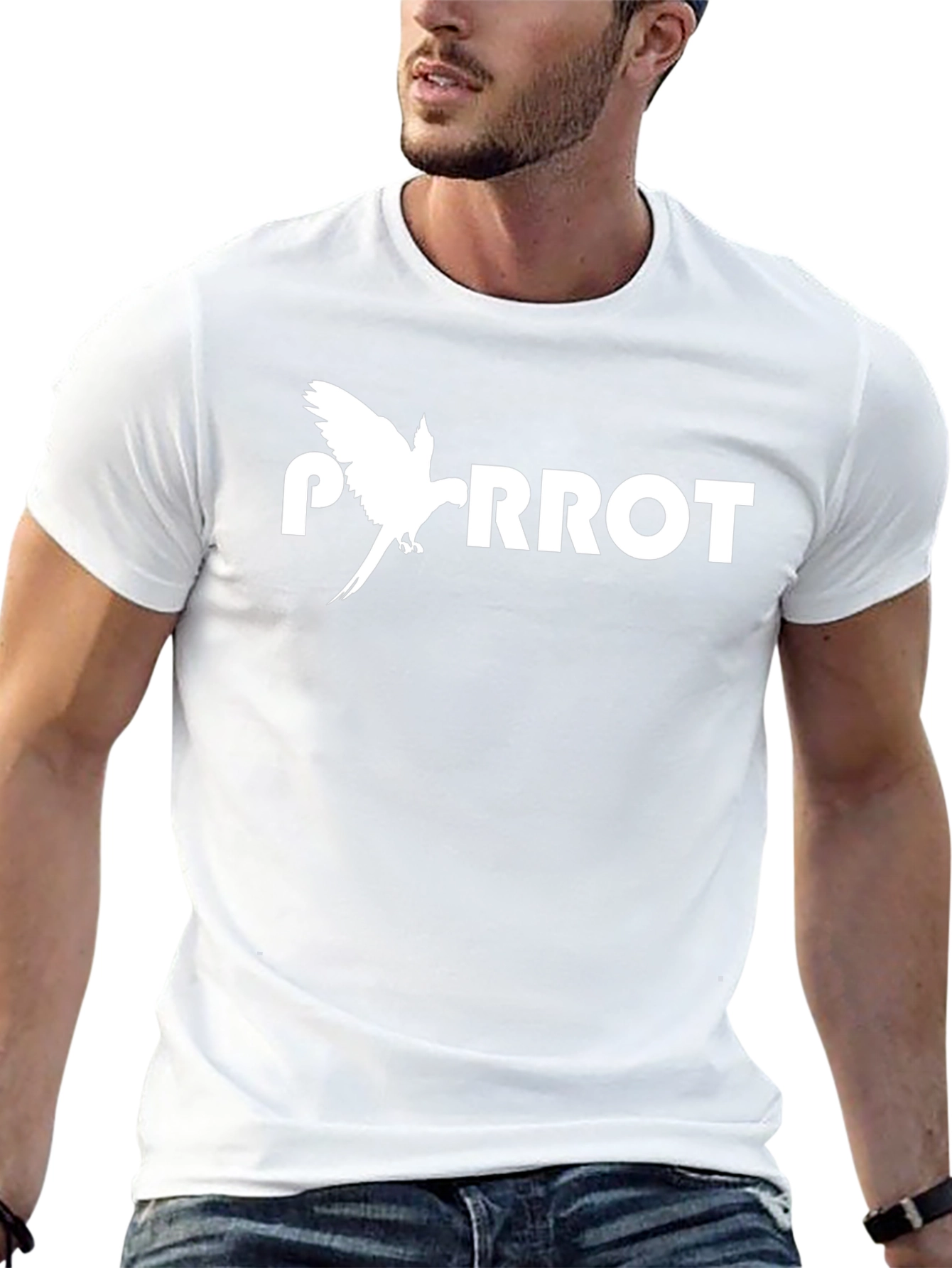 Parrot Graphic Tee - Mens Black Crew Neck T-Shirt