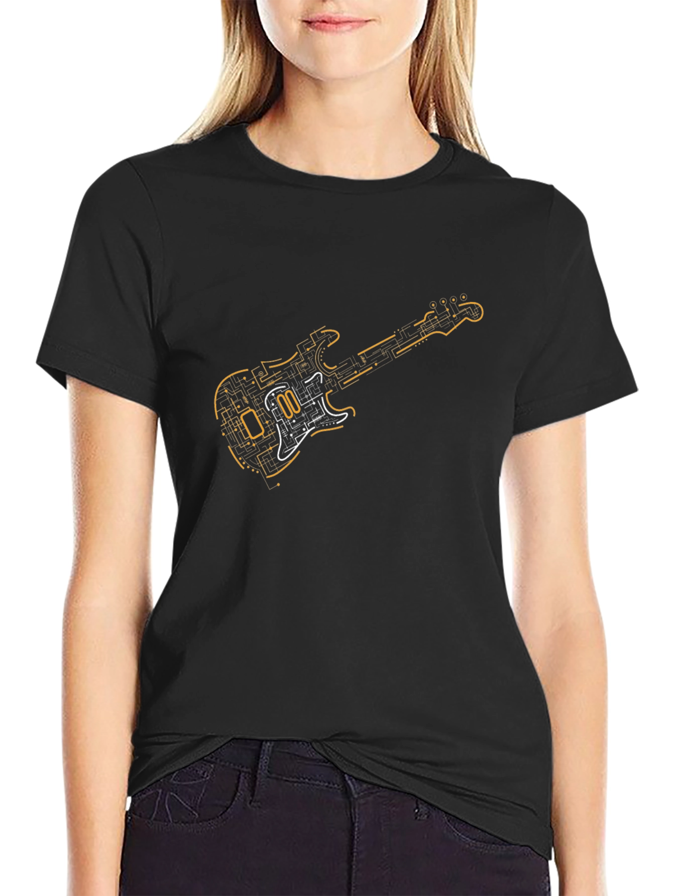 Circuit Guitar Black T-Shirt - Music Lover Gift