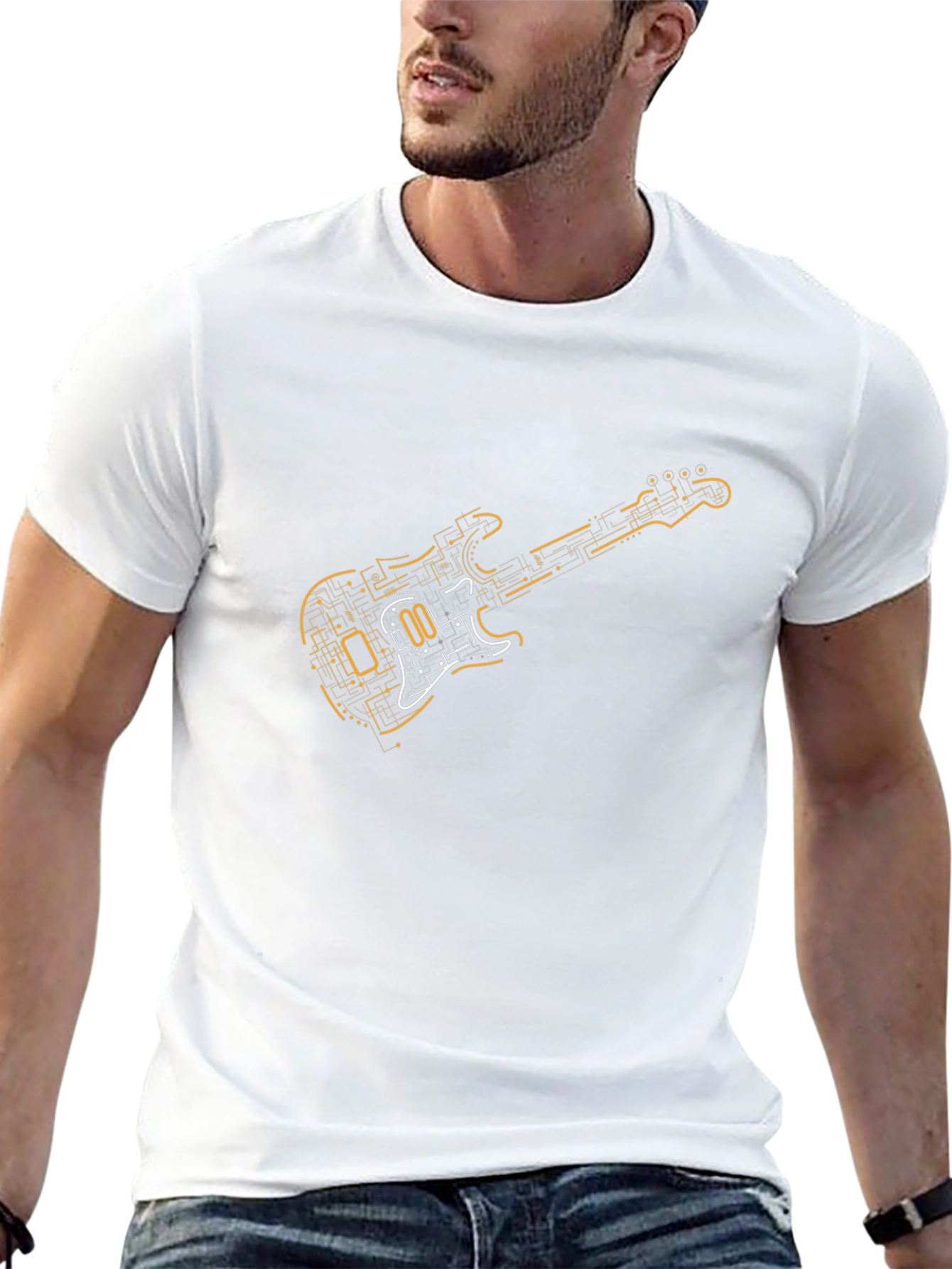 Circuit Guitar Black T-Shirt - Music Lover Gift