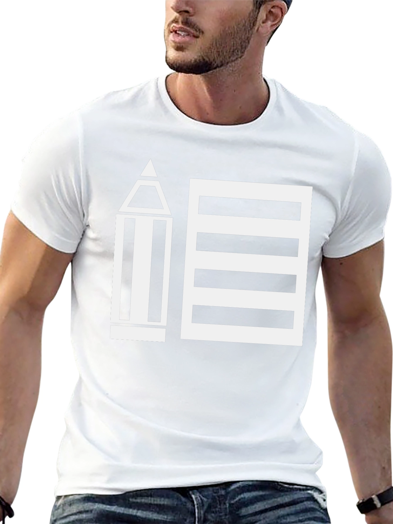 Pencil and Notepad Graphic Tee - Creative Style
