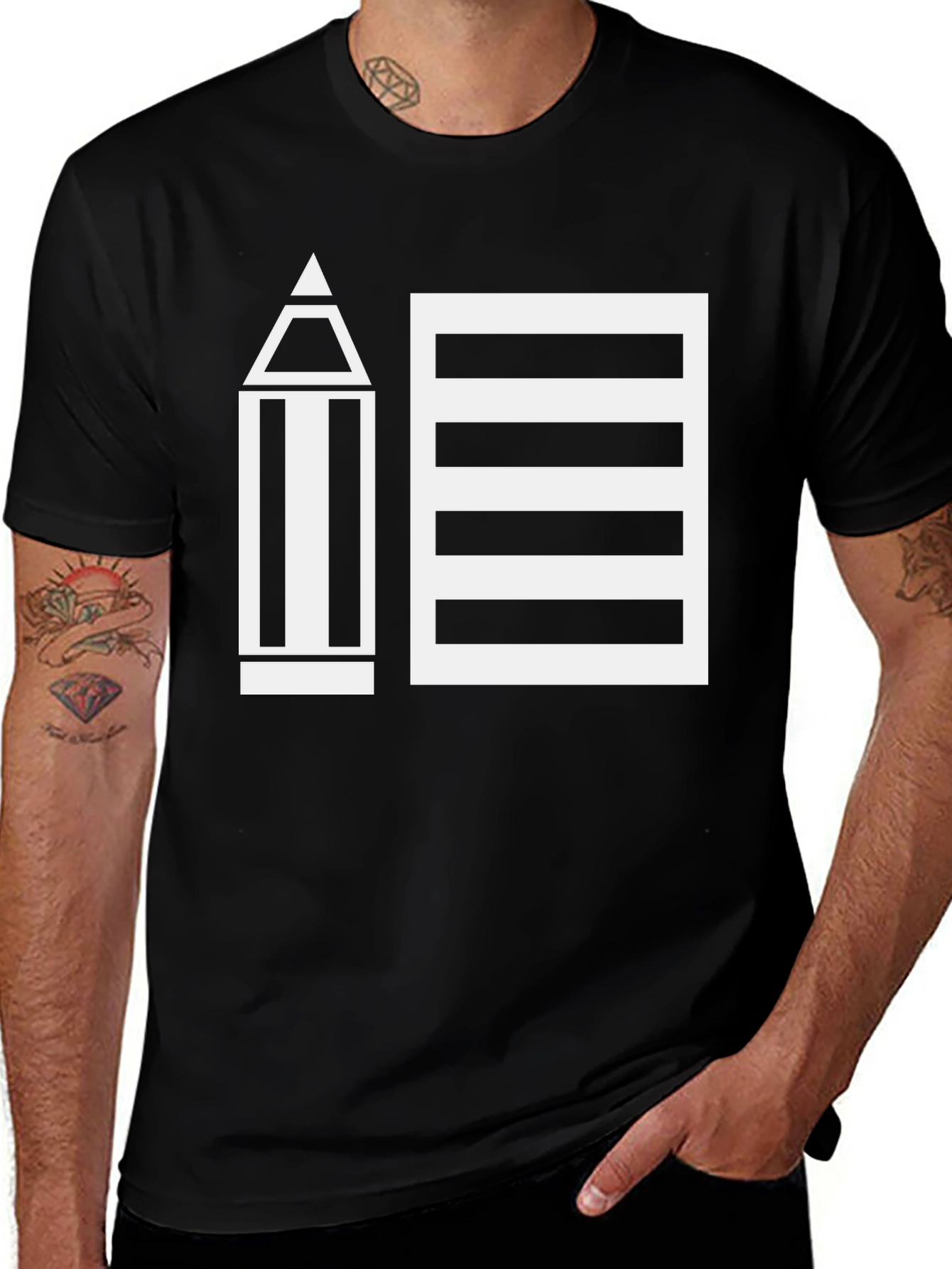 Pencil and Notepad Graphic Tee - Creative Style