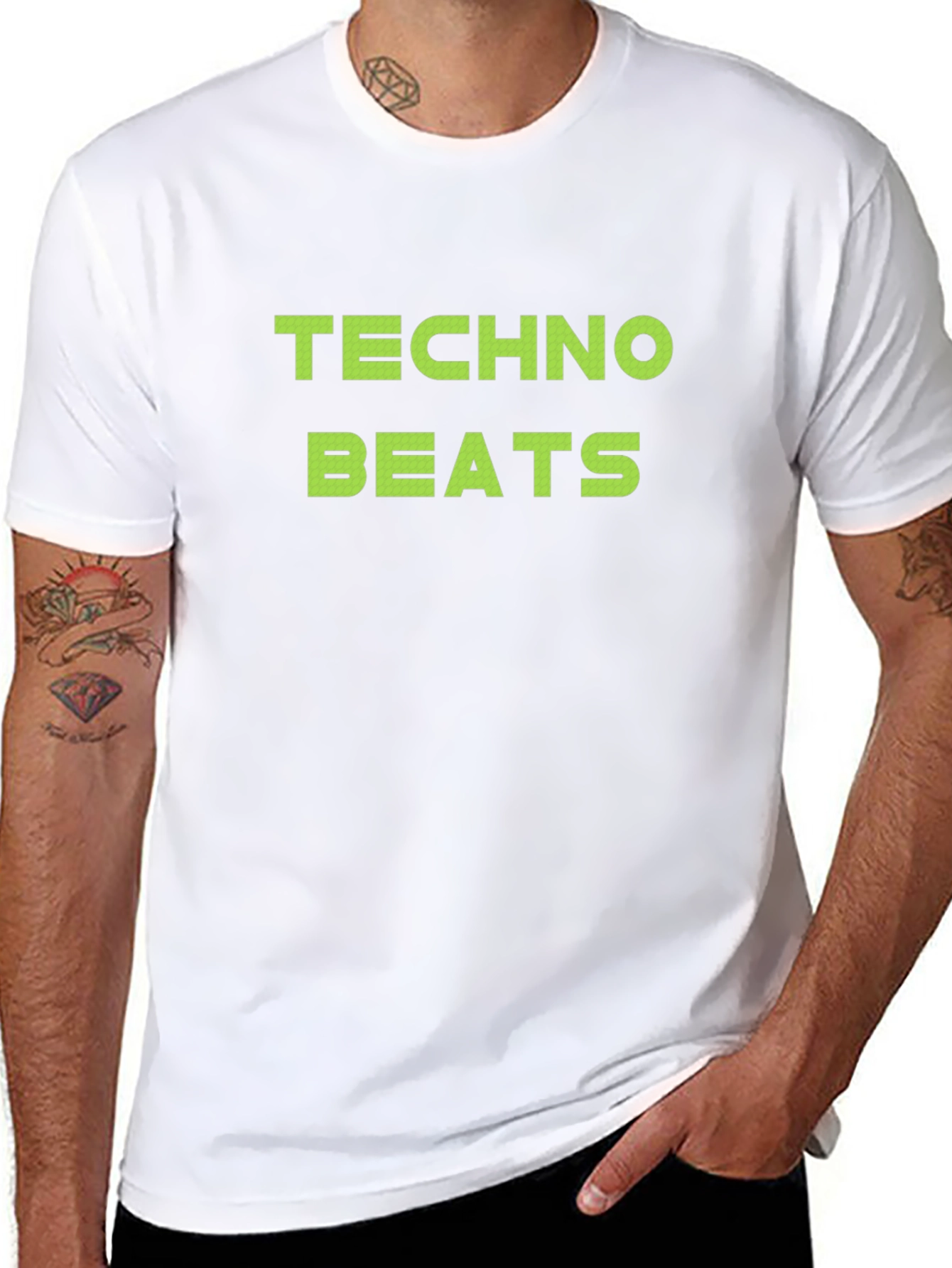 Techno Beats Graphic Tee - Black Cotton T-Shirt