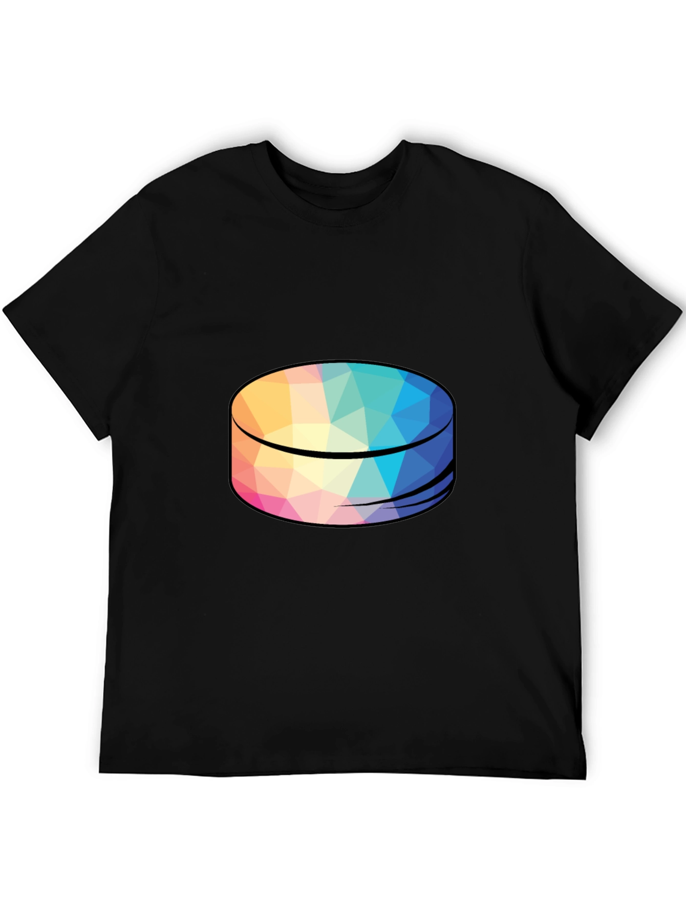 Geometric Puck Design Black T-Shirt