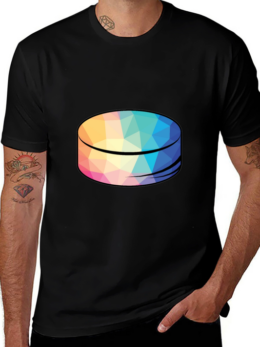 Geometric Puck Design Black T-Shirt