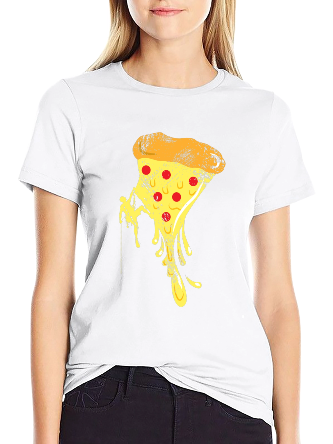 Pizza Climbing Graphic Tee - Funny Novelty T-Shirt