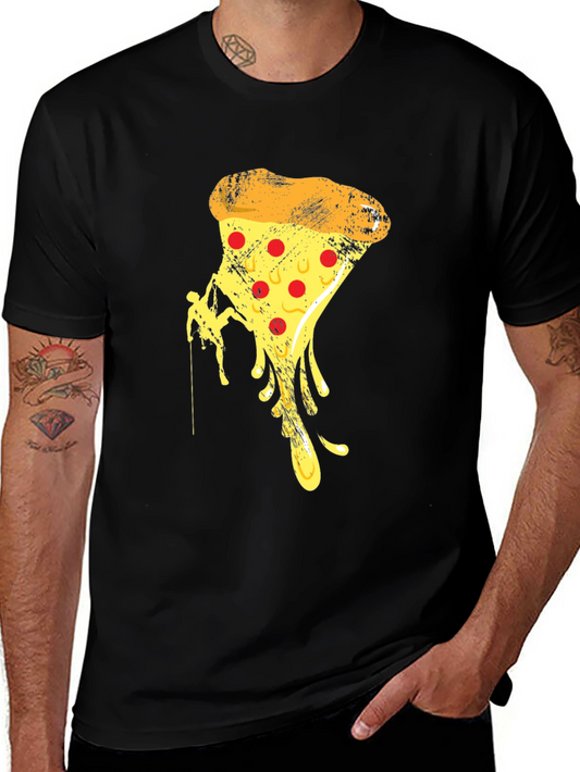 Pizza Climbing Graphic Tee - Funny Novelty T-Shirt