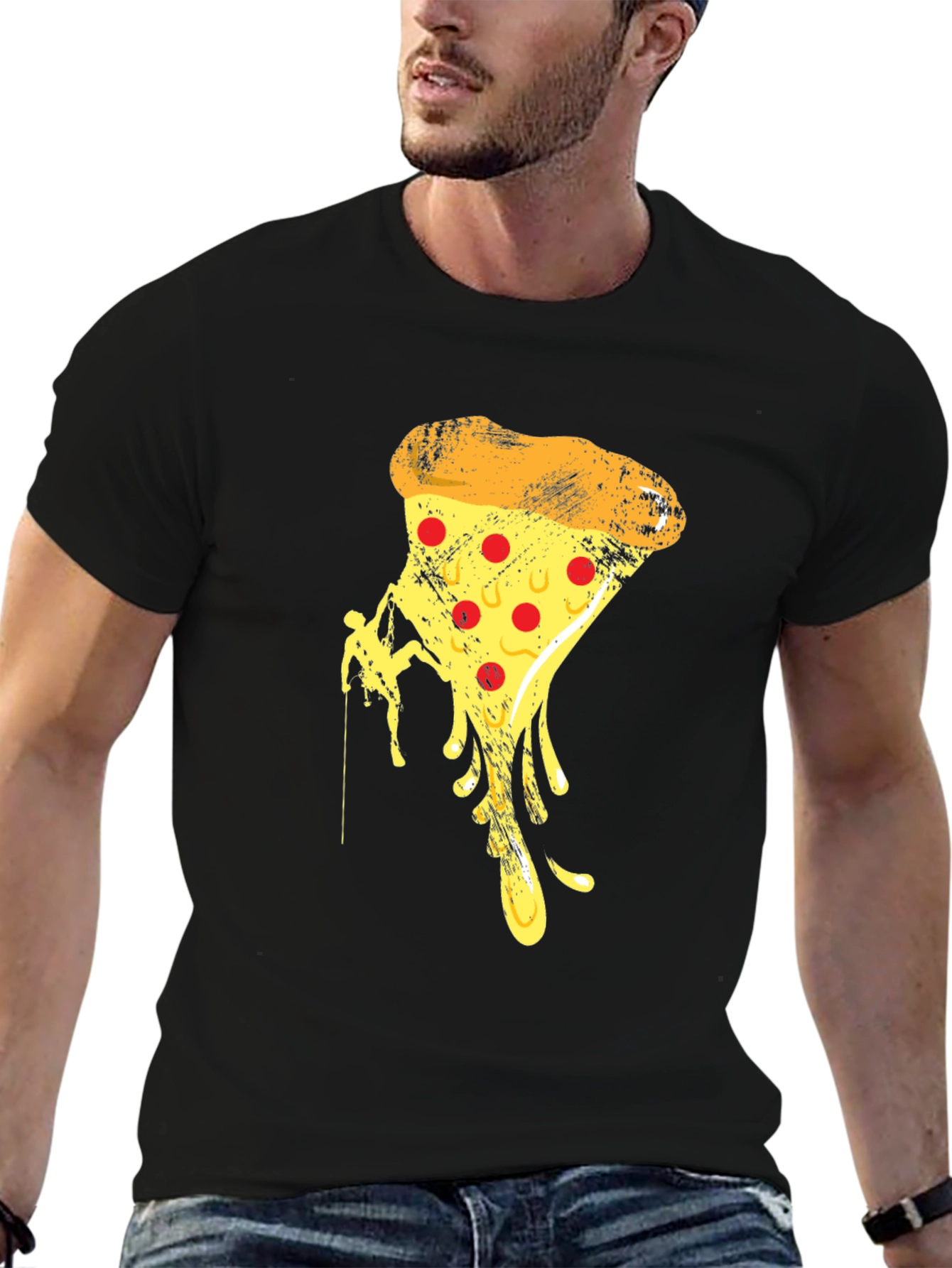 Pizza Climbing Graphic Tee - Funny Novelty T-Shirt