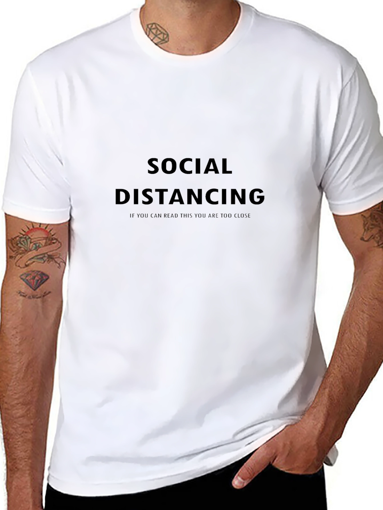 Social Distancing Slogan Black Tee