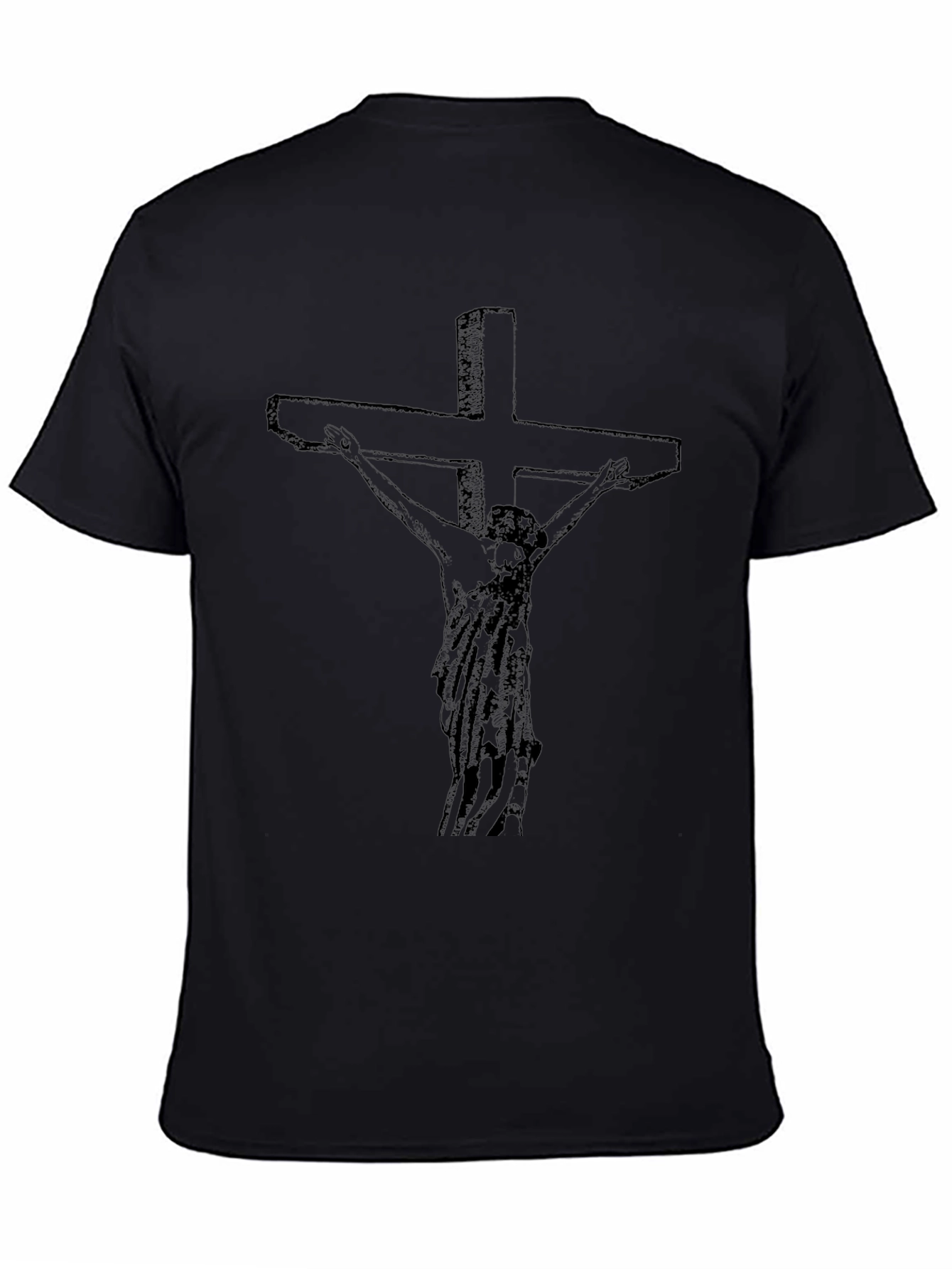 Crucifix Graphic T-Shirt - Black Cotton Tee