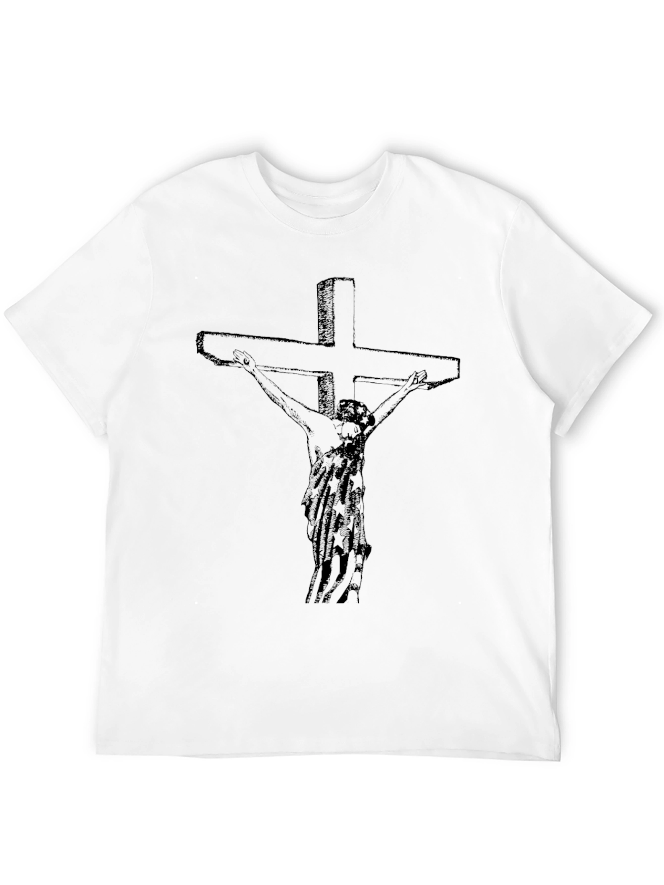 Crucifix Graphic T-Shirt - Black Cotton Tee
