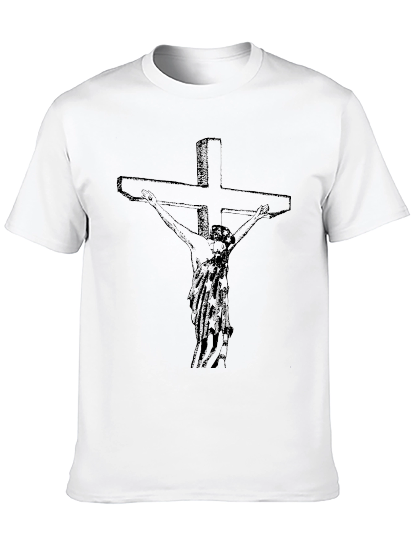 Crucifix Graphic T-Shirt - Black Cotton Tee
