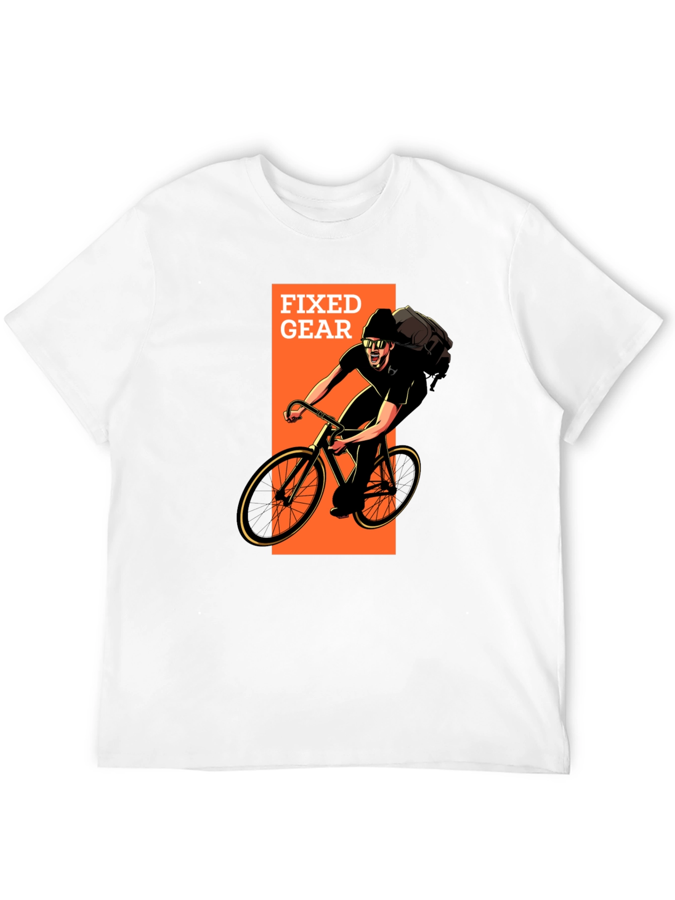 Fixed Gear Cyclist Graphic T-Shirt - Black