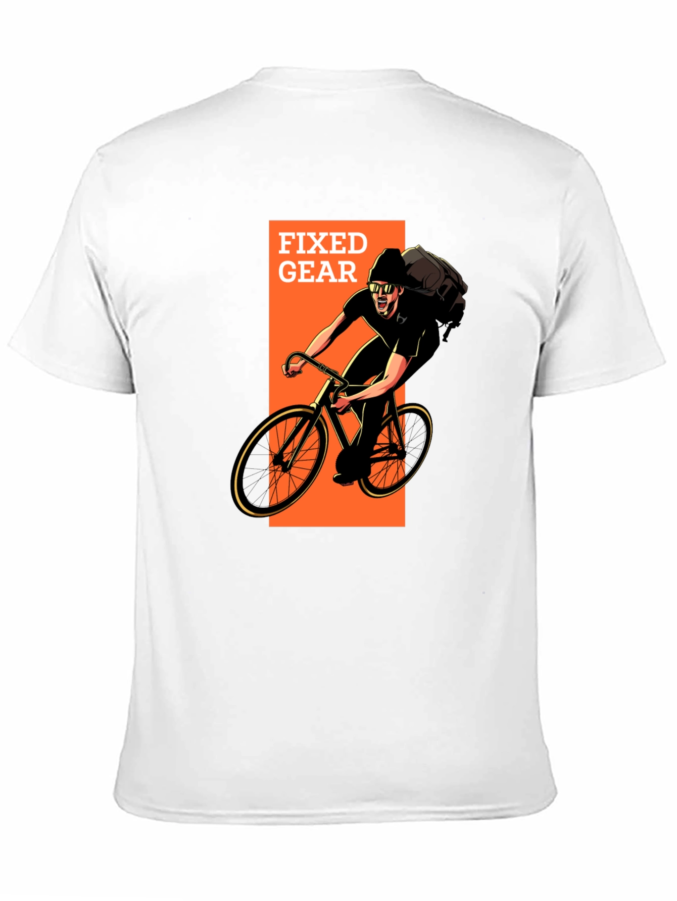 Fixed Gear Cyclist Graphic T-Shirt - Black