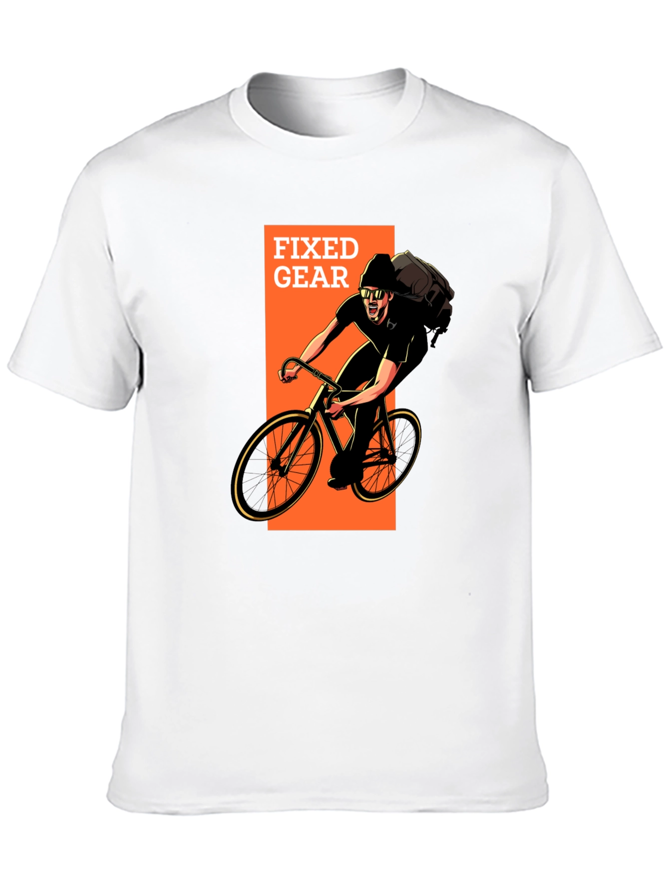 Fixed Gear Cyclist Graphic T-Shirt - Black