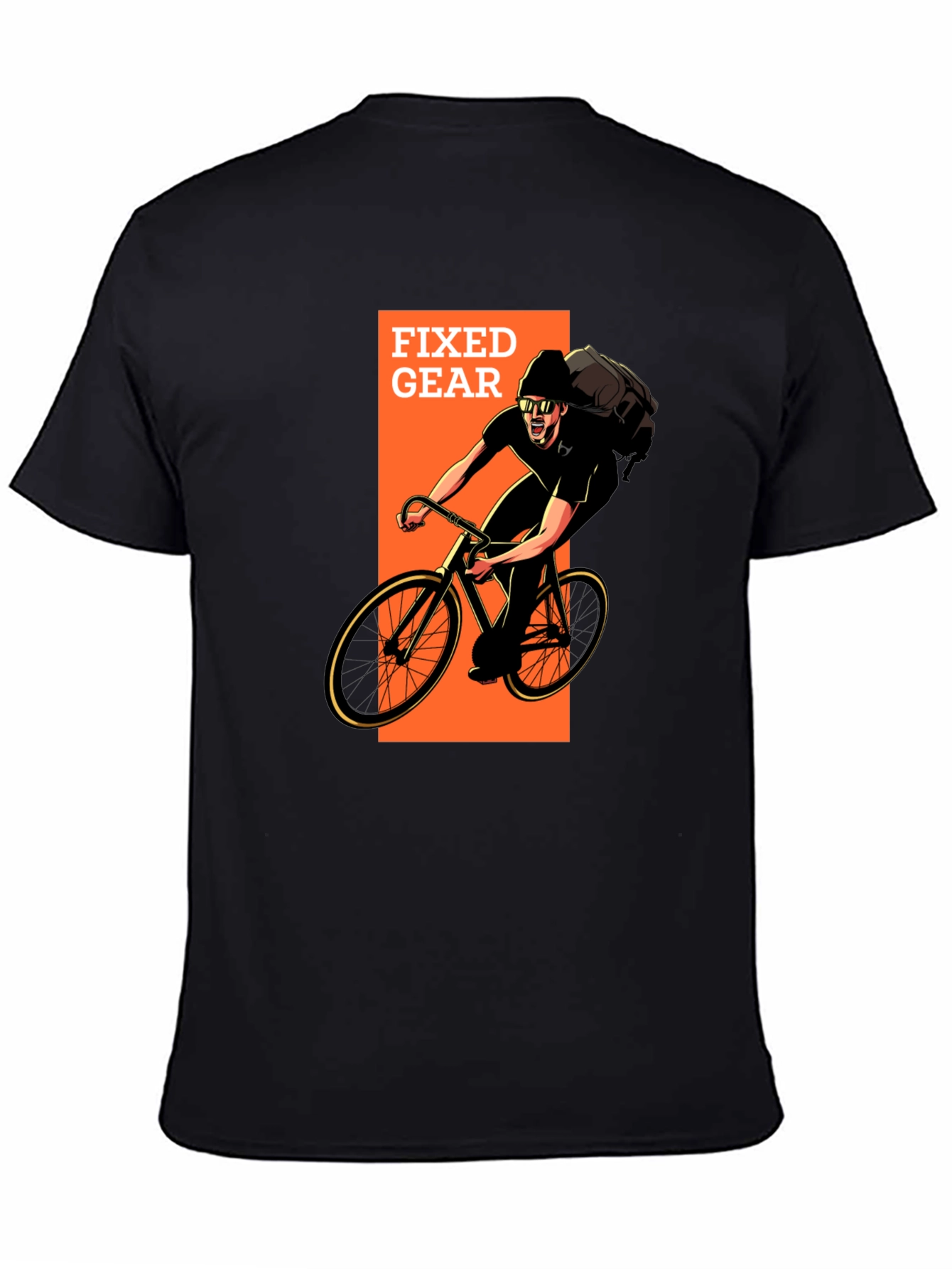 Fixed Gear Cyclist Graphic T-Shirt - Black