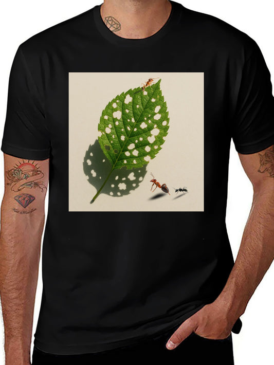 Ants & Leaf Graphic Tee - Unique Nature Shirt