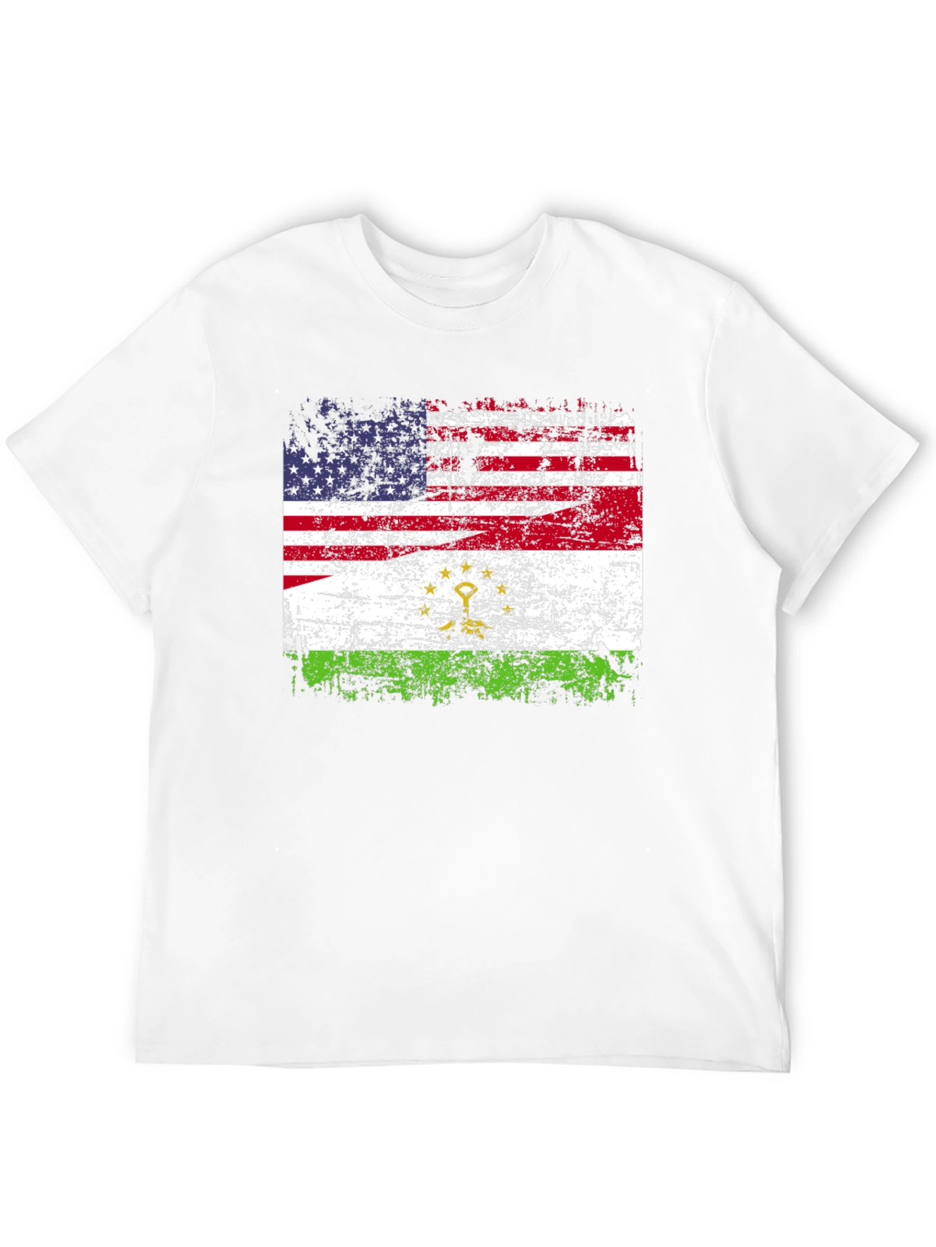 USA Tajikistan Flag Distressed T-Shirt