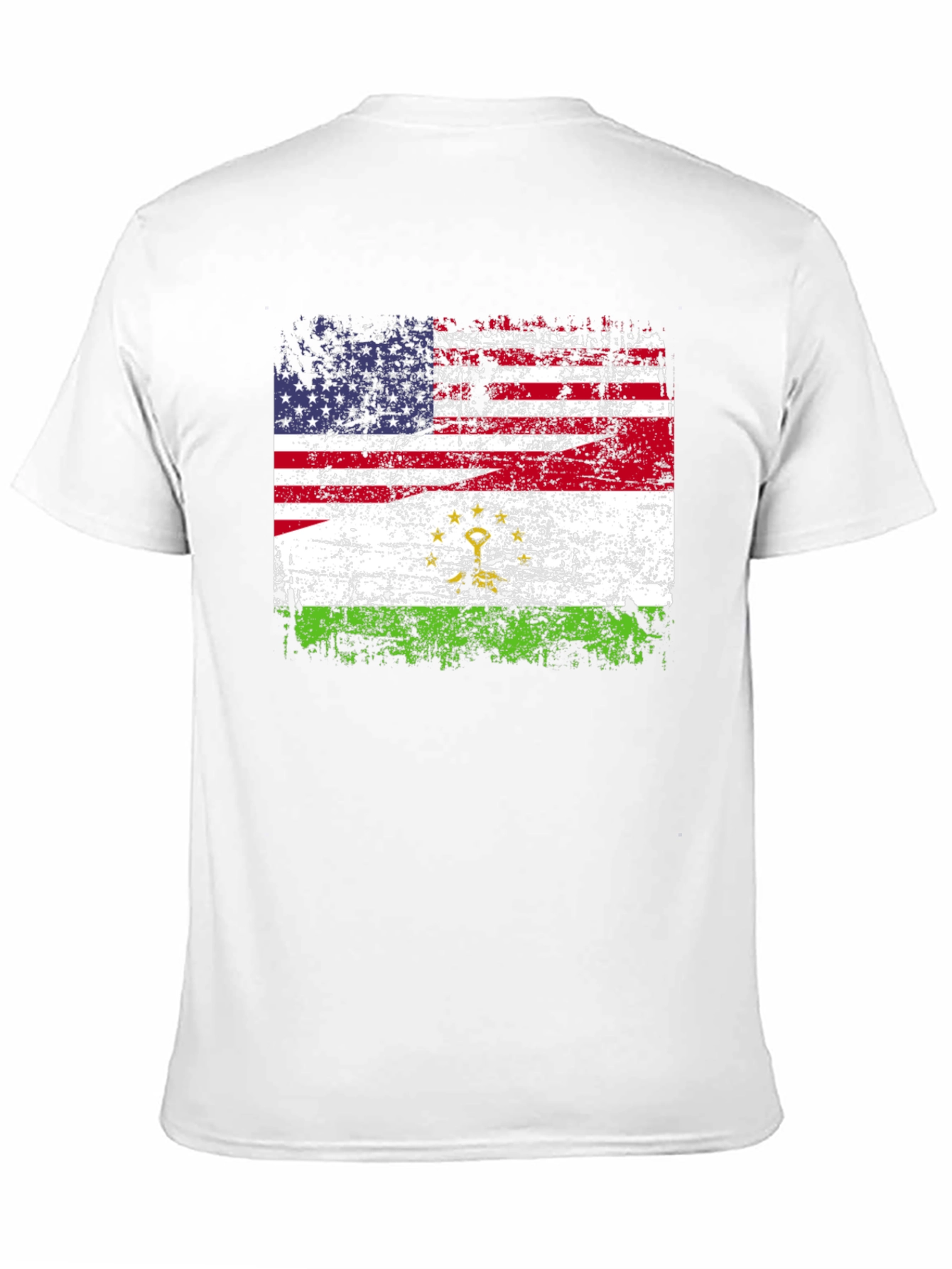 USA Tajikistan Flag Distressed T-Shirt