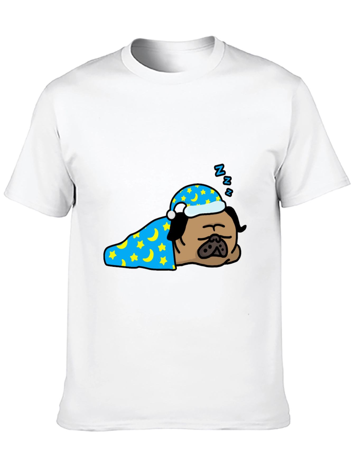 Sleeping Pug T-Shirt - Cute Cartoon Dog Tee