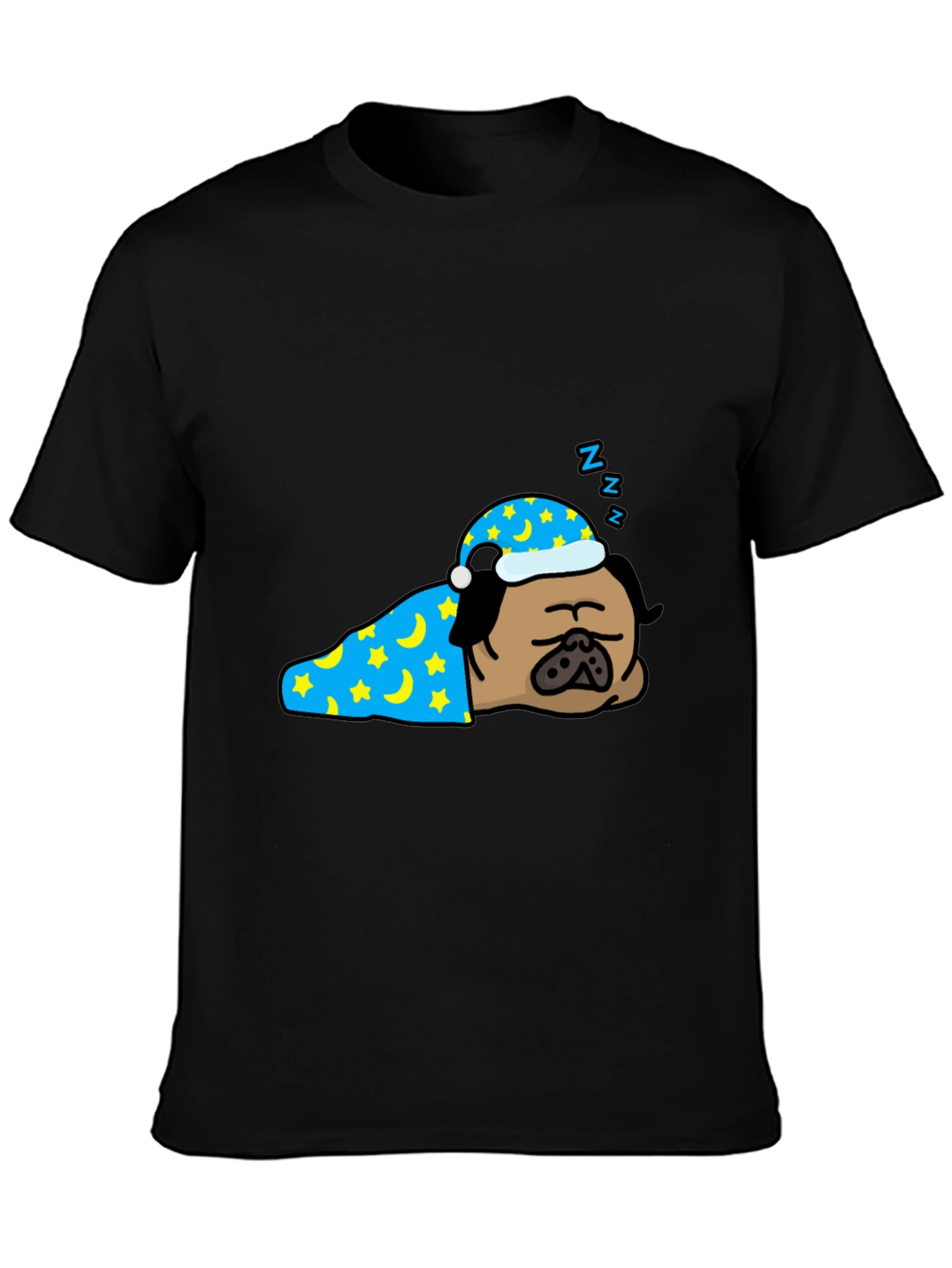 Sleeping Pug T-Shirt - Cute Cartoon Dog Tee