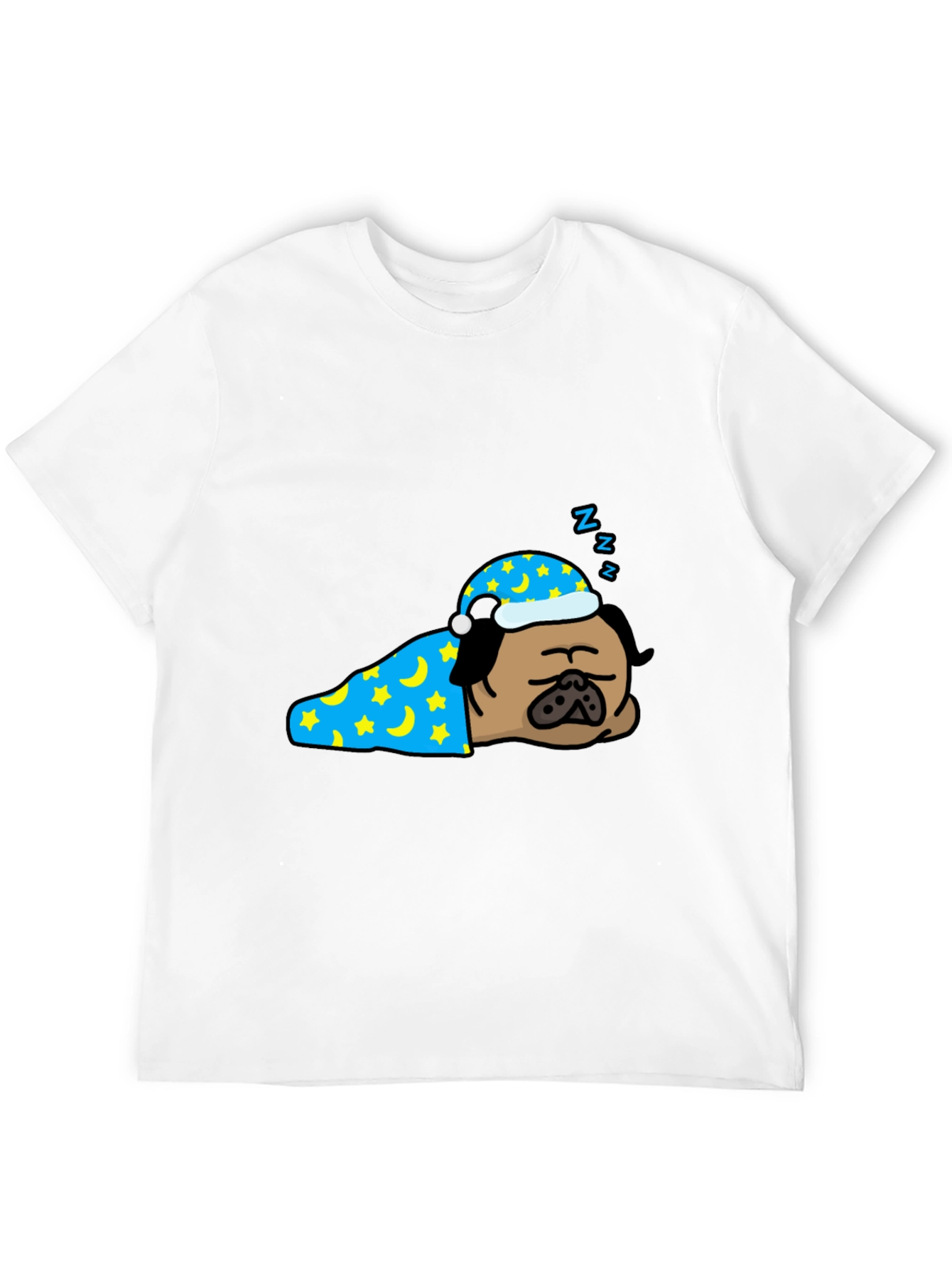 Sleeping Pug T-Shirt - Cute Cartoon Dog Tee