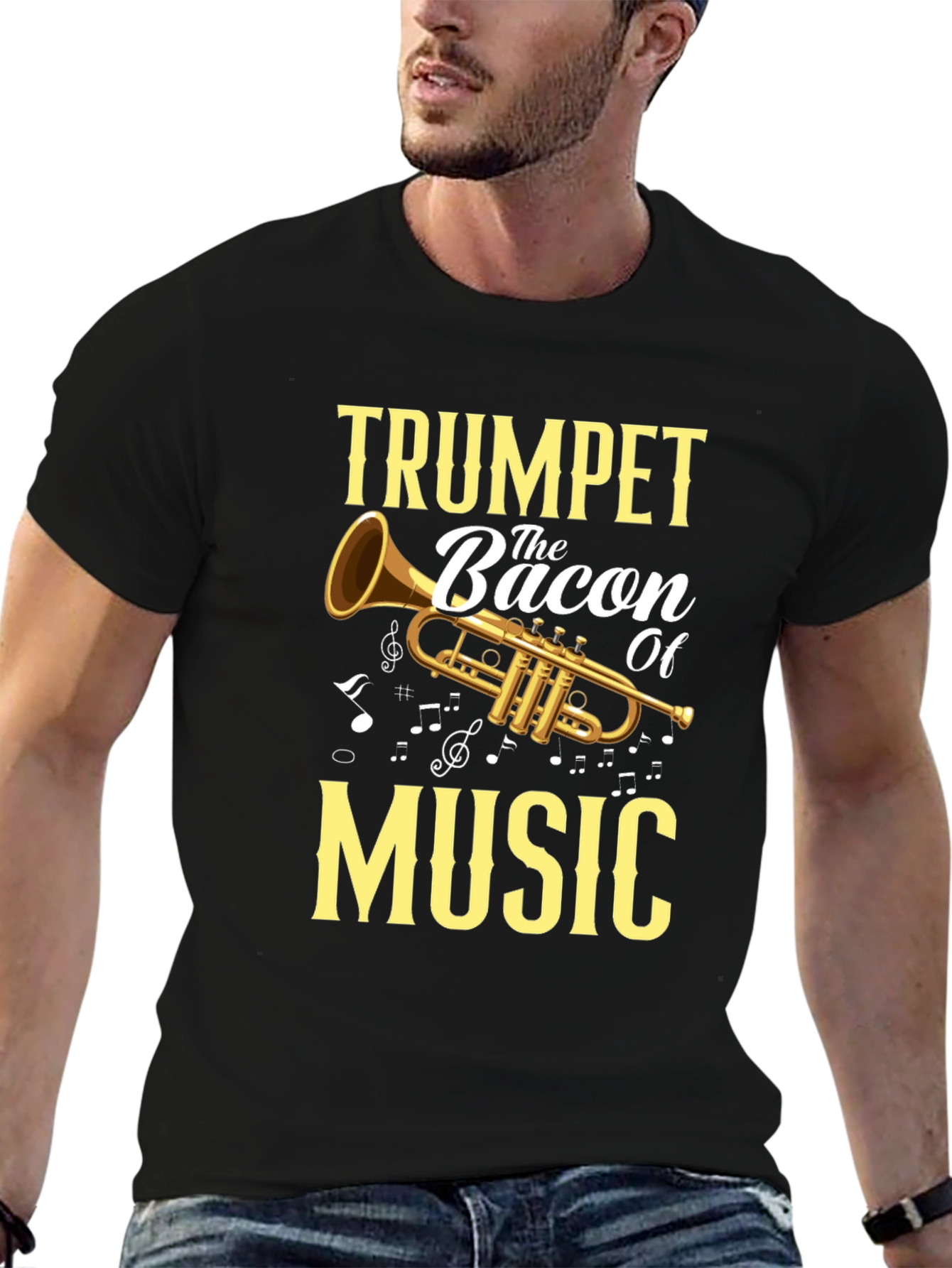 Trumpet Bacon of Music Graphic T-Shirt