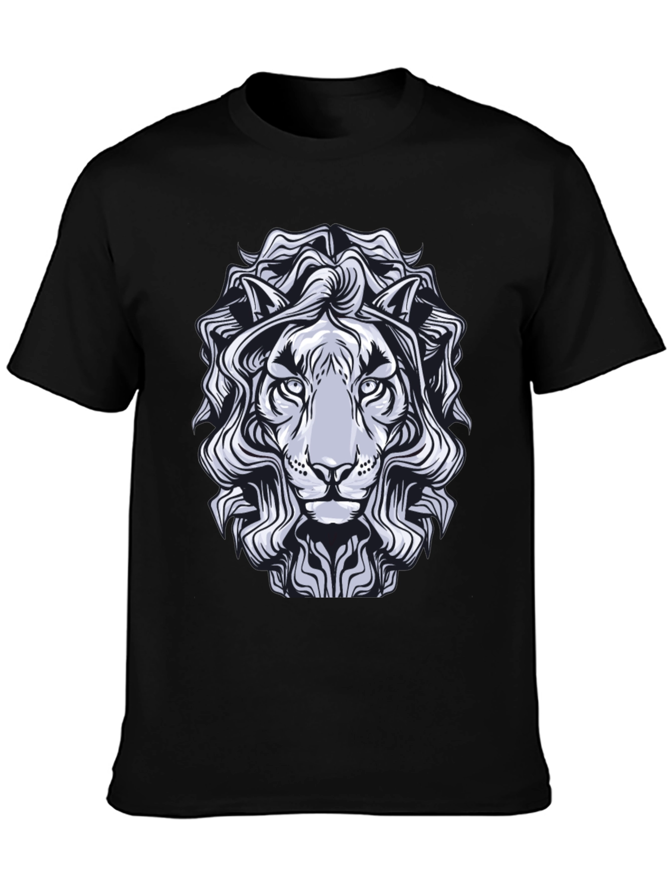 Lion Graphic Print T-Shirt - Black