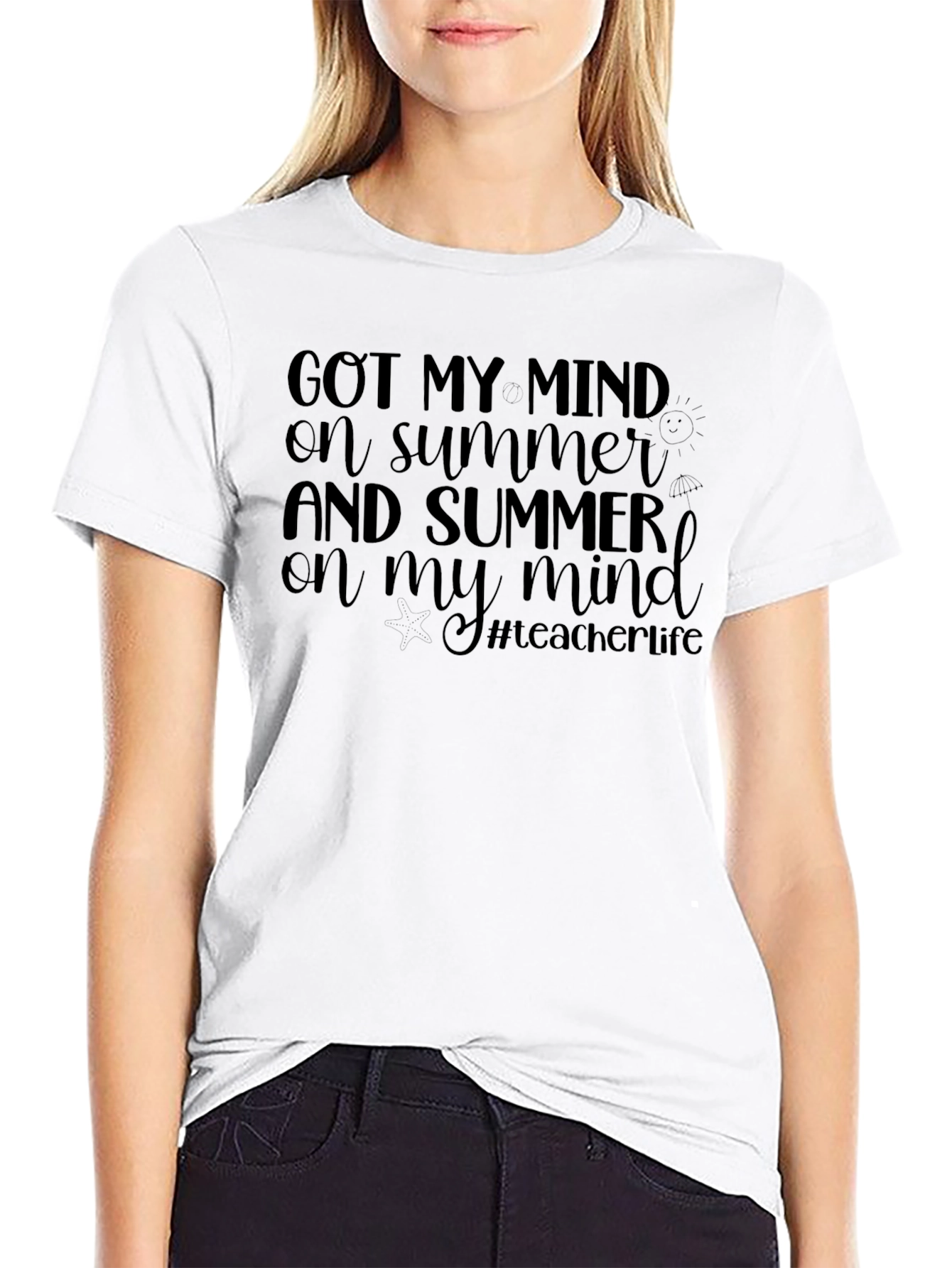 Summer Mind Teacher Life Black T-Shirt